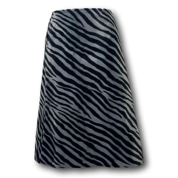 Vintage Zebra A Line Faux Fur Midi Skirt Small Y2K Animal Print - Picture 1 of 12